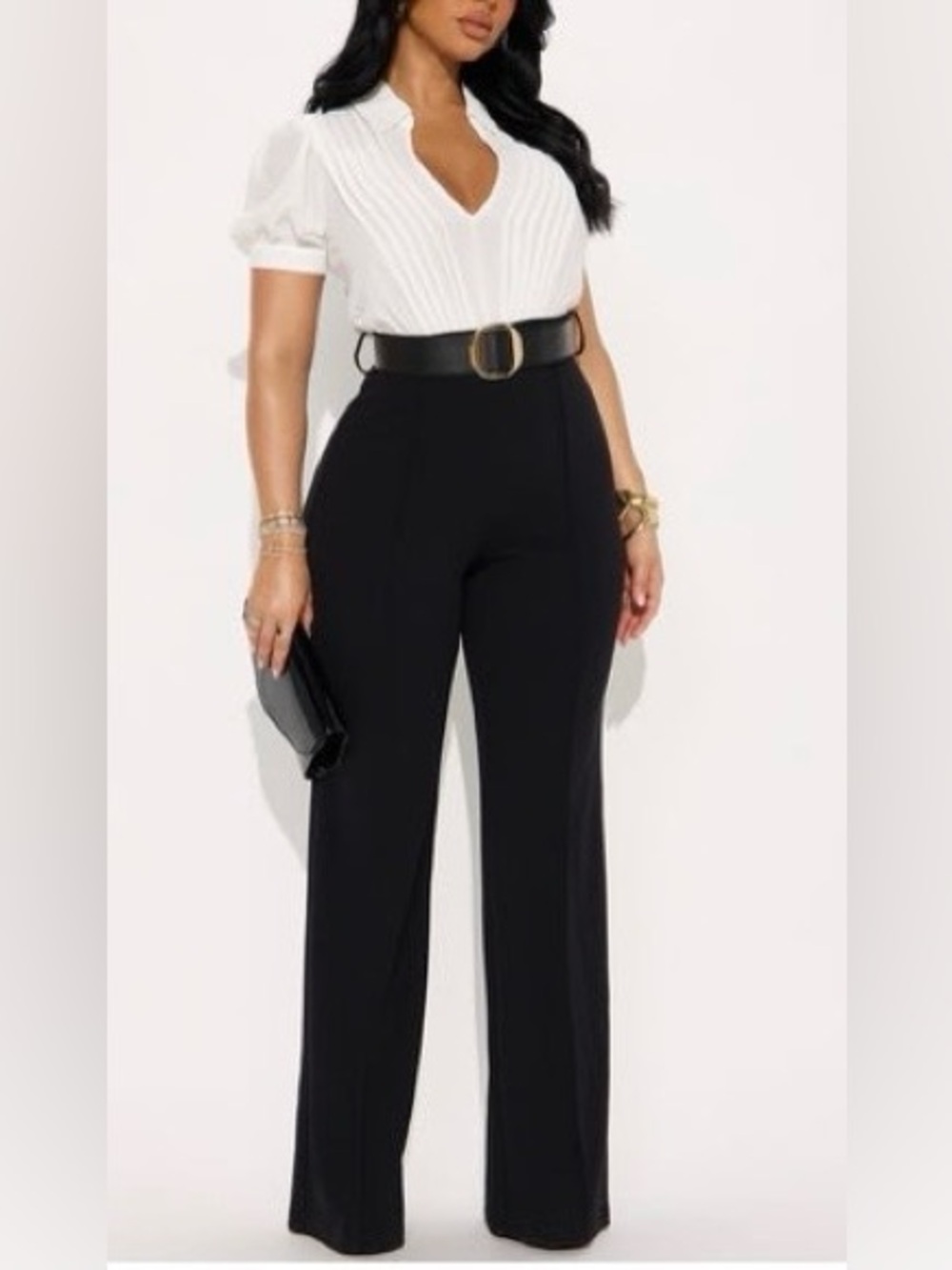 Fashion Nova Black High-Waist Wide-Leg Trousers